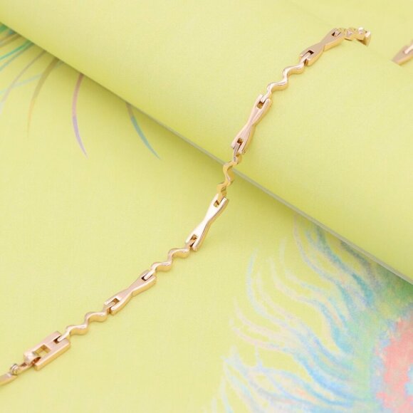 "Wavy Link Rose Gold Bracelet in High-Polish Finish, XPBL0882 - Picture 5 of 12